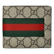 Gucci GG Supreme Canvas Leather Webstripe Bifold Wallet available at Queen Bee of Beverly Hills