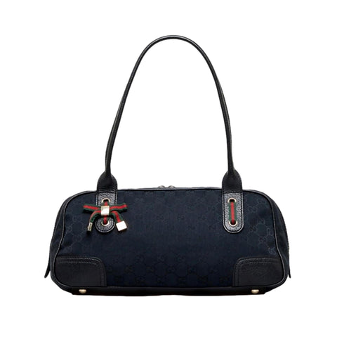 Gucci GG Supreme Canvas Princy Bow Black Leather Trim Boston Bag at_Queen_Bee_of_Beverly_Hills