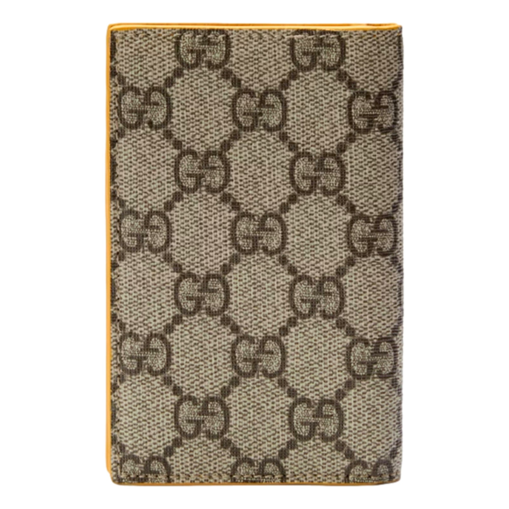 Gucci GG Supreme Canvas Vertical Bifold Wallet Yellow Beige available at Queen Bee of Beverly Hills