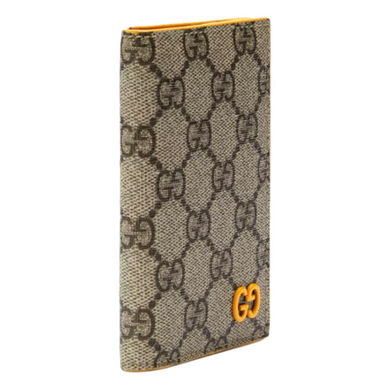 Gucci GG Supreme Canvas Vertical Bifold Wallet Yellow Beige available at Queen Bee of Beverly Hills