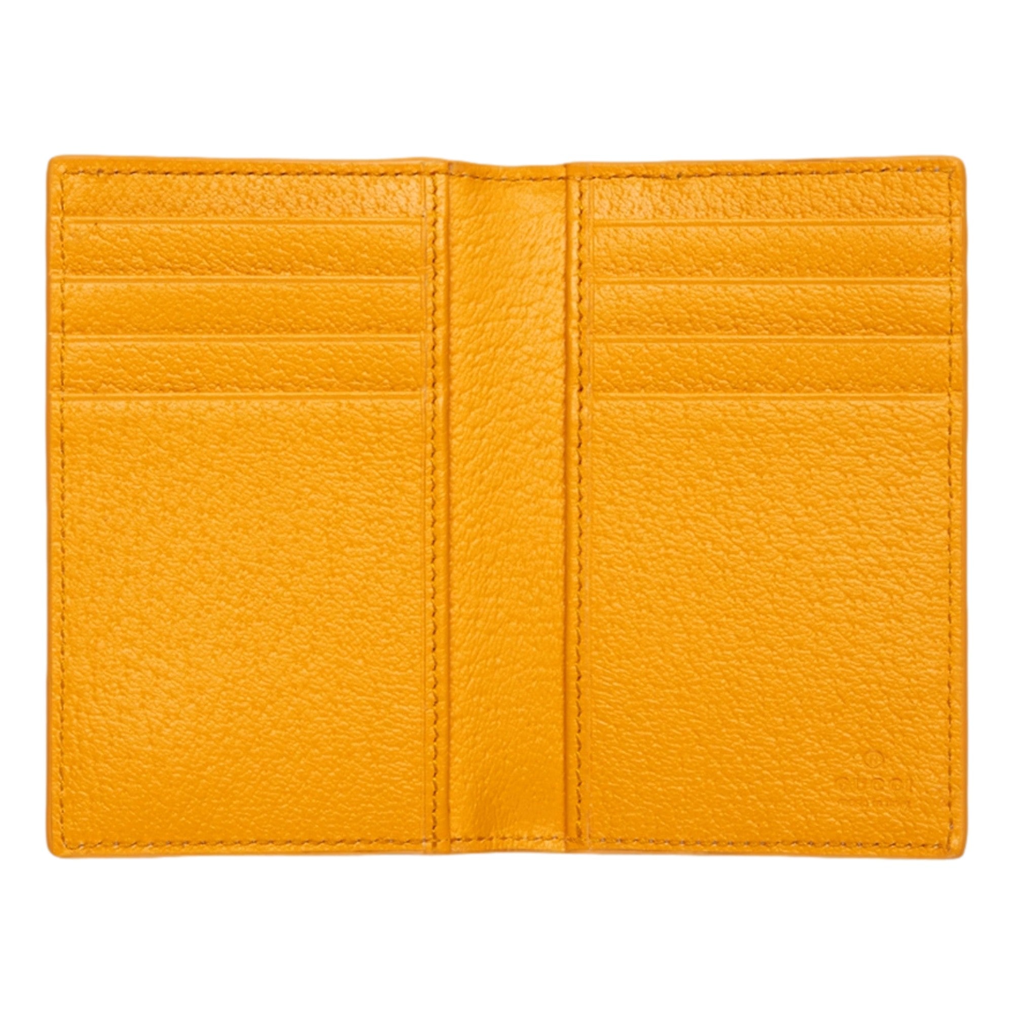 Gucci GG Supreme Canvas Vertical Bifold Wallet Yellow Beige available at Queen Bee of Beverly Hills