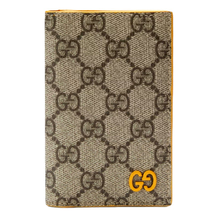 Gucci GG Supreme Canvas Vertical Bifold Wallet Yellow Beige available at Queen Bee of Beverly Hills