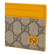Gucci GG Supreme Card Holder Beige & Yellow available at Queen Bee of Beverly Hills