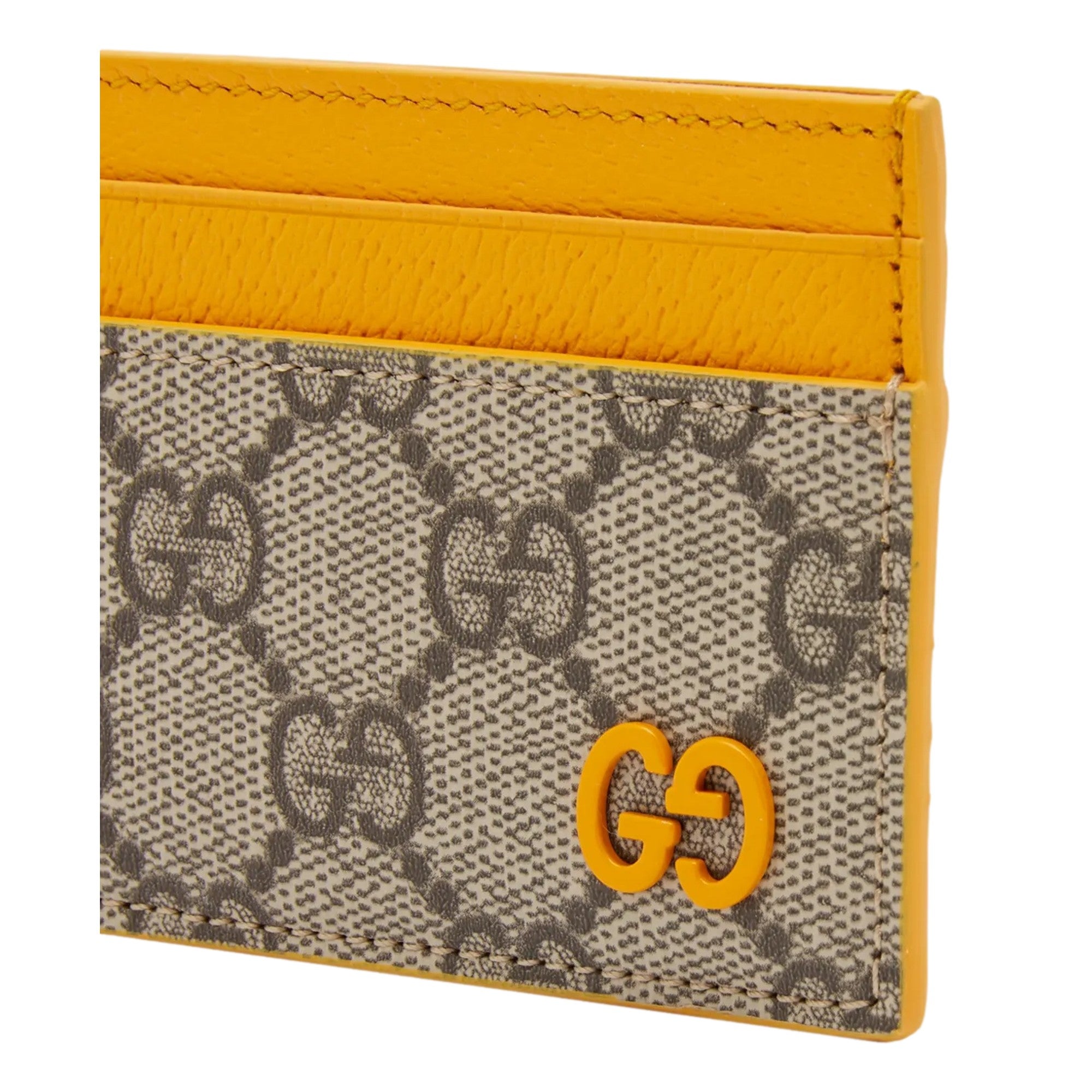 Gucci GG Supreme Card Holder Beige & Yellow available at Queen Bee of Beverly Hills