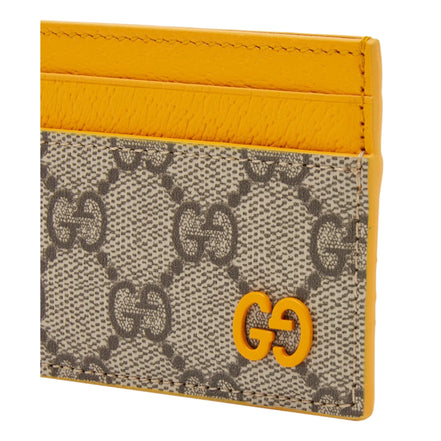Gucci GG Supreme Card Holder Beige & Yellow available at Queen Bee of Beverly Hills