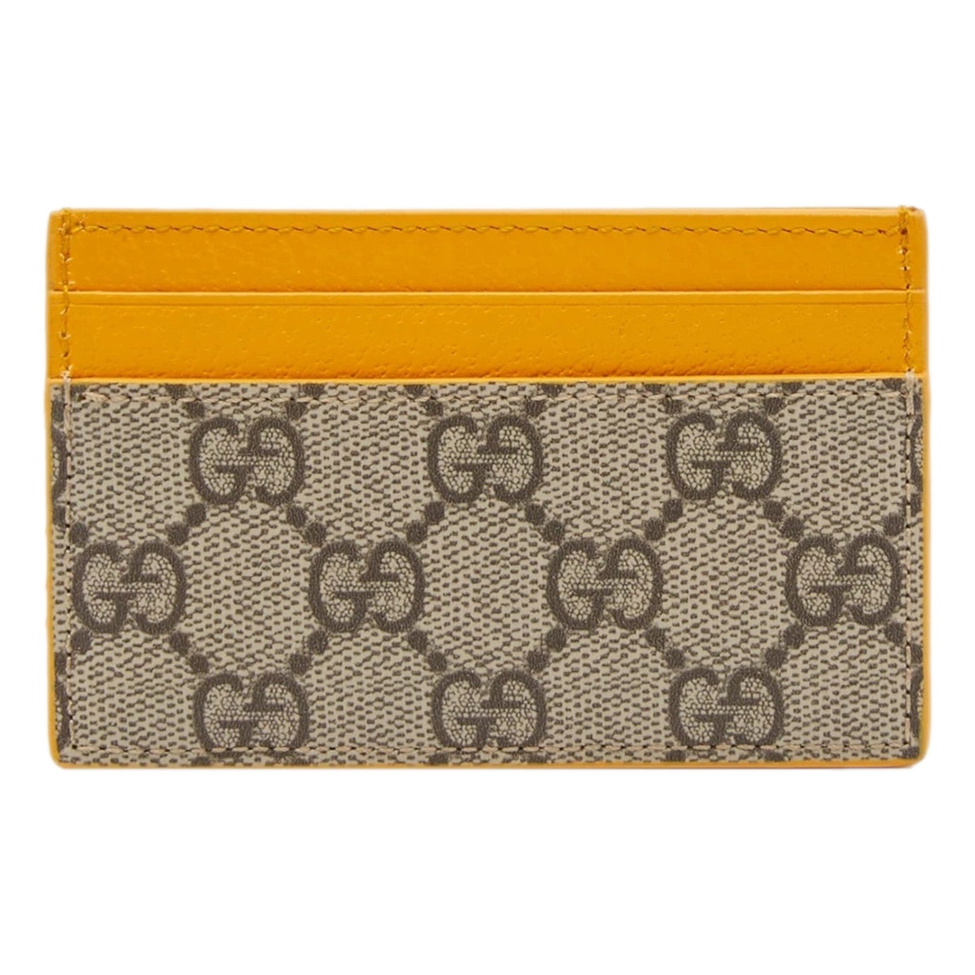 Gucci GG Supreme Card Holder Beige & Yellow available at Queen Bee of Beverly Hills