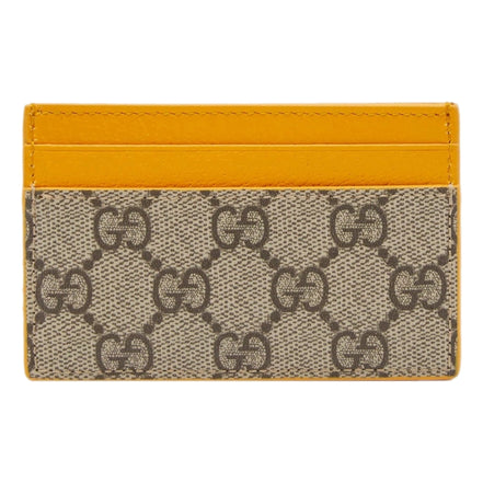 Gucci GG Supreme Card Holder Beige & Yellow available at Queen Bee of Beverly Hills