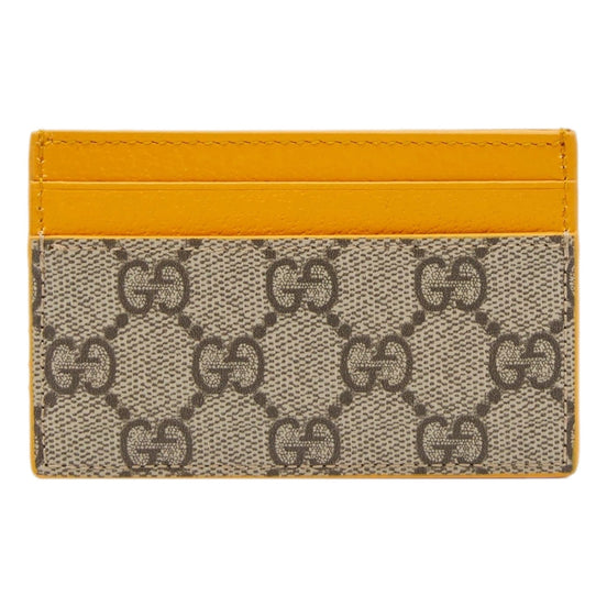 Gucci GG Supreme Card Holder Beige & Yellow available at Queen Bee of Beverly Hills