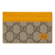 Gucci GG Supreme Card Holder Beige & Yellow available at Queen Bee of Beverly Hills