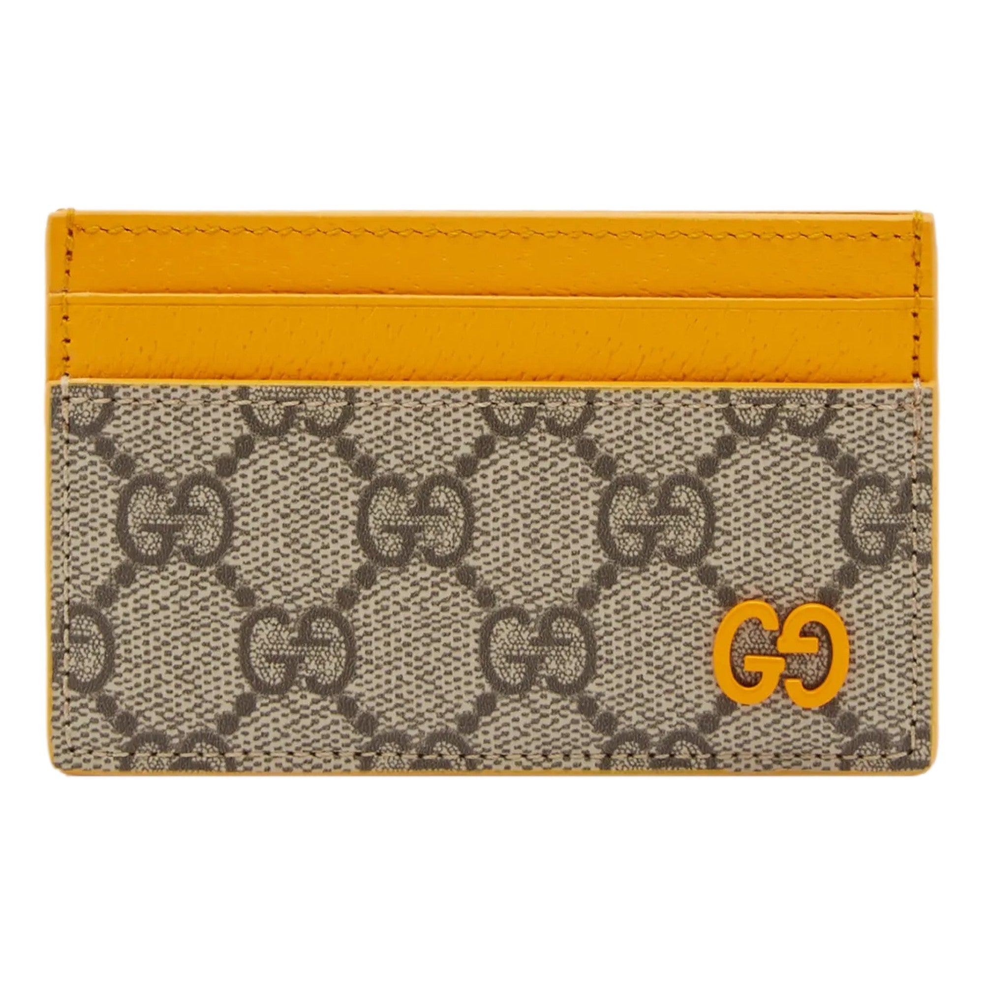 Gucci GG Supreme Card Holder Beige & Yellow available at Queen Bee of Beverly Hills
