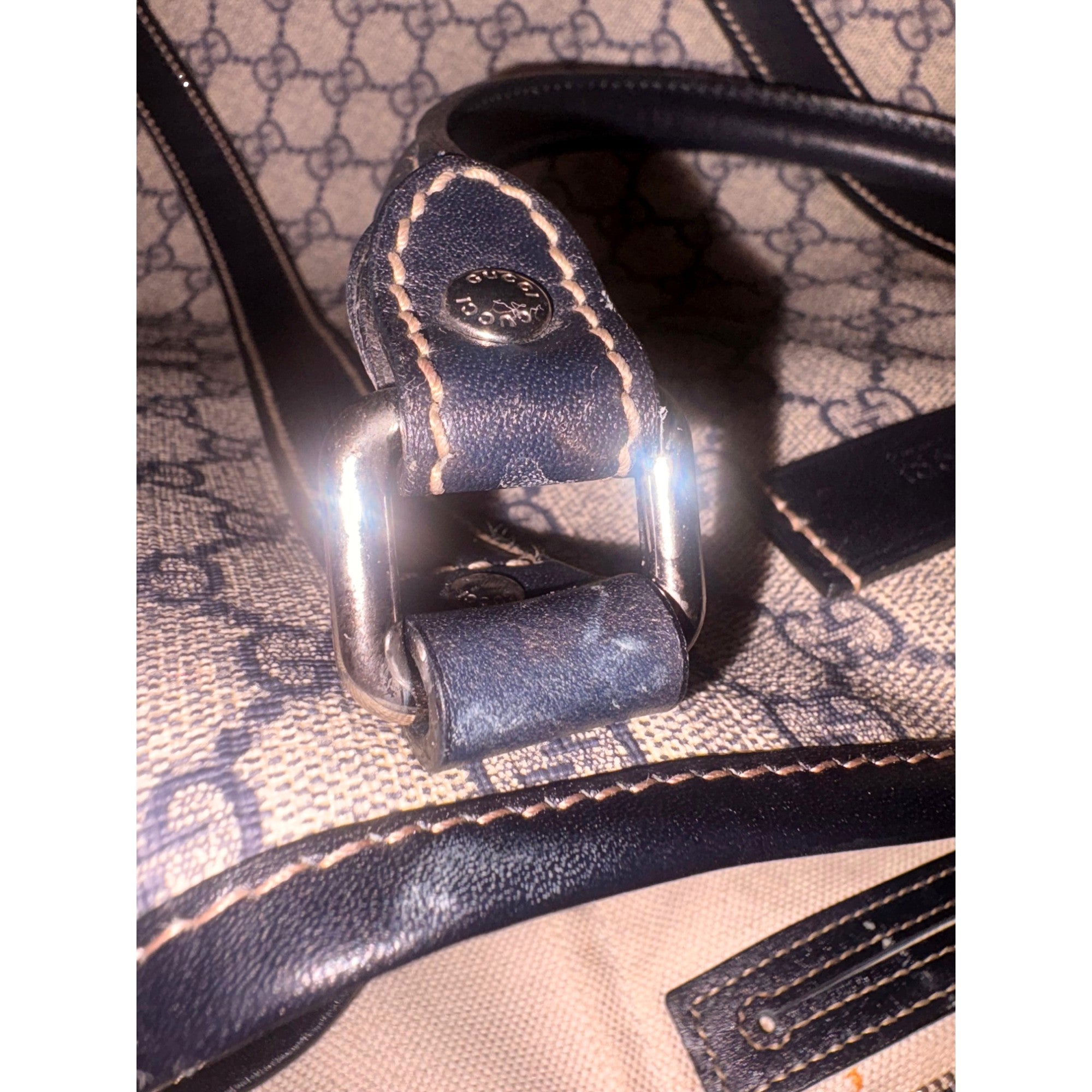 Gucci GG Supreme Coated Canvas Blue Extra Large Joy Tote Overnight Bag available at Queen Bee of Beverly Hills