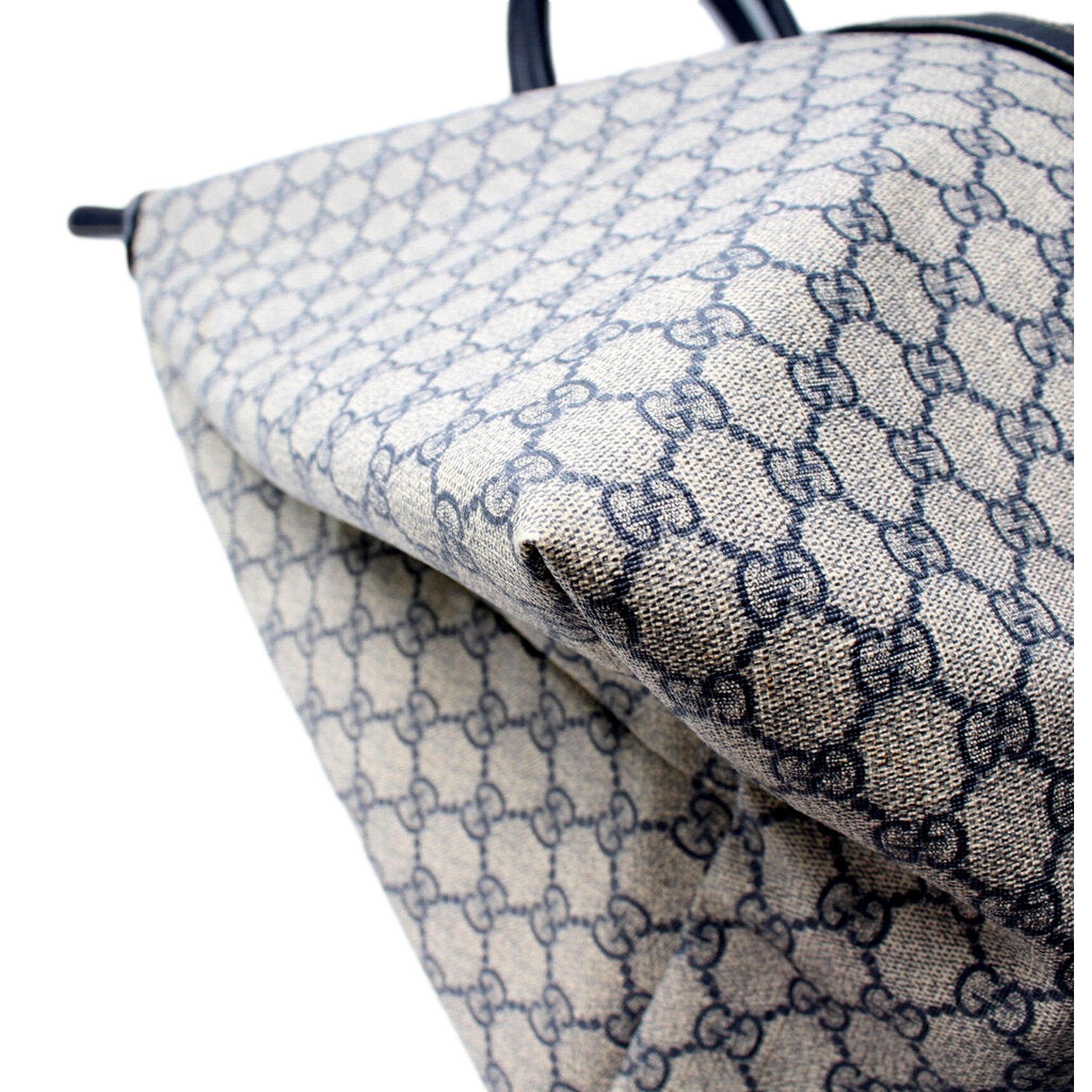 Gucci GG Supreme Coated Canvas Blue Extra Large Joy Tote Overnight Bag available at Queen Bee of Beverly Hills