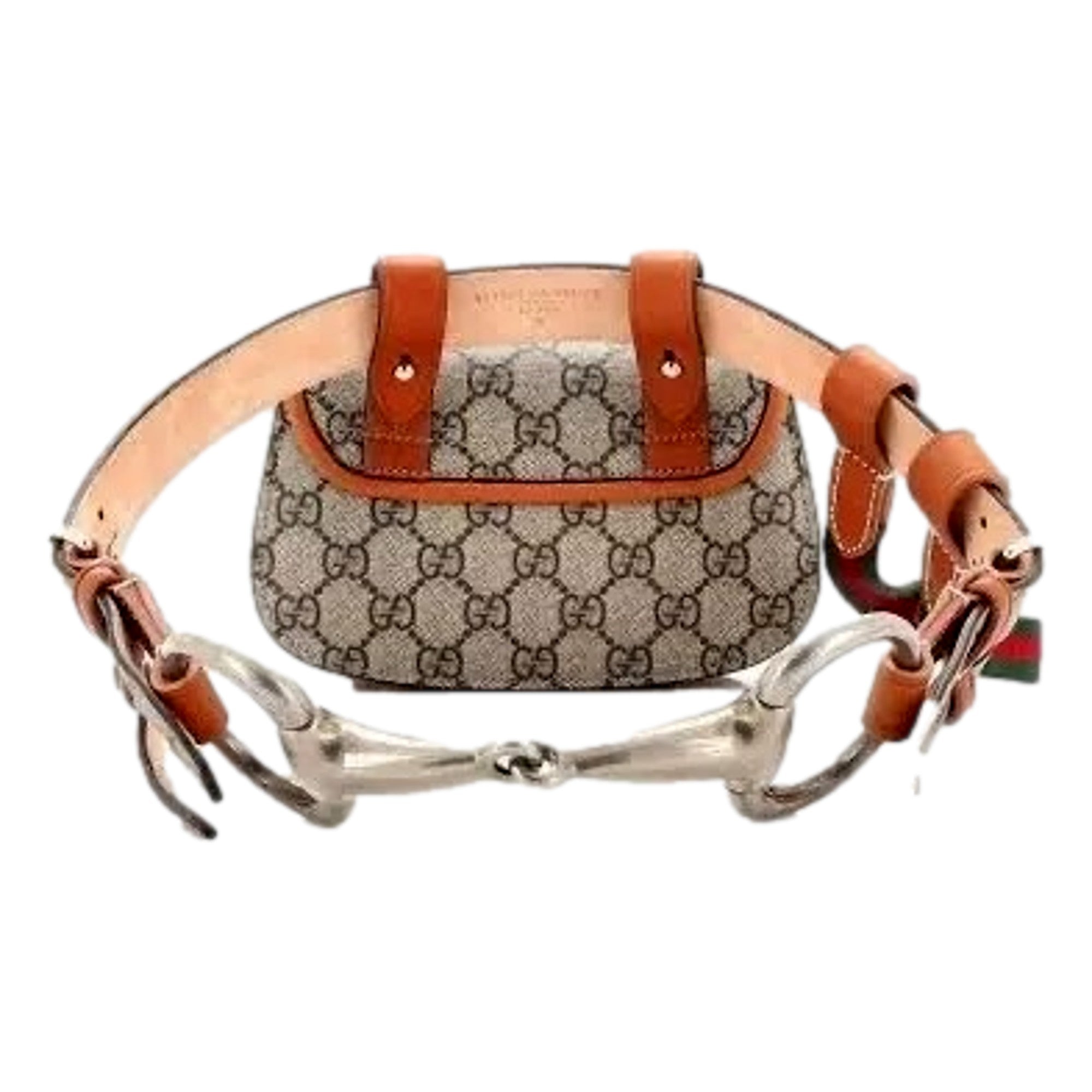 Gucci GG Supreme Monogram Web Bamboo 1947 Mini Belt Bag In Beige 75 available at Queen Bee of Beverly Hills