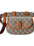 Gucci GG Supreme Monogram Web Bamboo 1947 Mini Belt Bag In Beige 75 available at Queen Bee of Beverly Hills