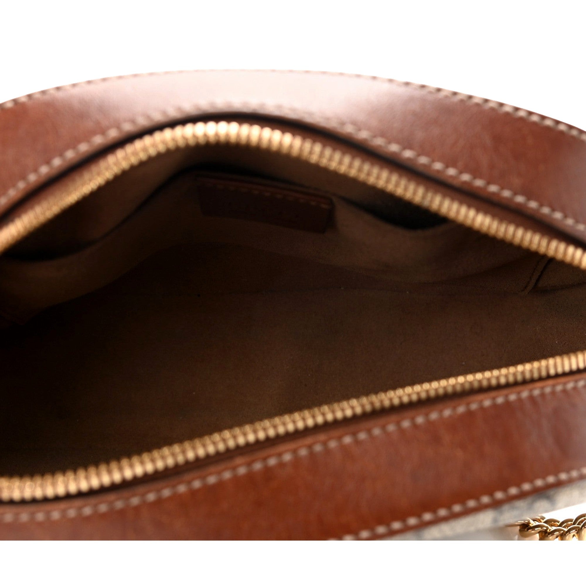 Gucci GG Supreme Canvas Brown Mini Oval Chain Crossbody Bag