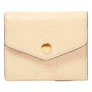 Gucci Gilbert Calf Leather GG Trifold Wallet Beige