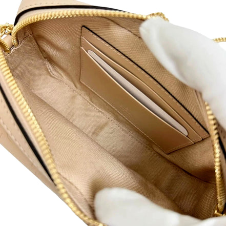 Gucci Gilbert Calfskin Mini Envelope Beige Crossbody Bag available at Queen Bee of Beverly Hills