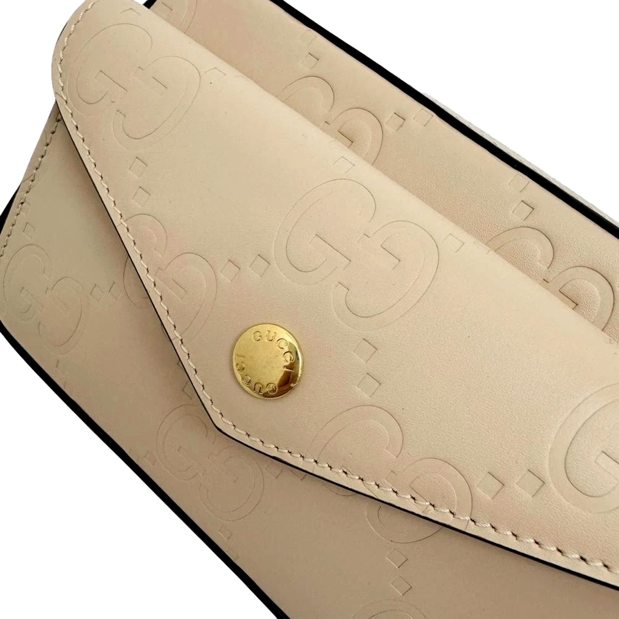 Gucci Gilbert Calfskin Mini Envelope Beige Crossbody Bag available at Queen Bee of Beverly Hills