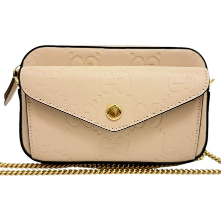 Gucci Gilbert Calfskin Mini Envelope Beige Crossbody Bag available at Queen Bee of Beverly Hills