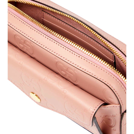 Gucci Gilbert Calfskin Mini Envelope Pink Crossbody Bag available at Queen Bee of Beverly Hills
