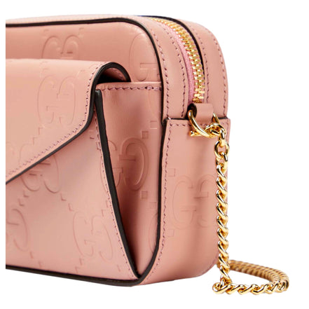 Gucci Gilbert Calfskin Mini Envelope Pink Crossbody Bag available at Queen Bee of Beverly Hills