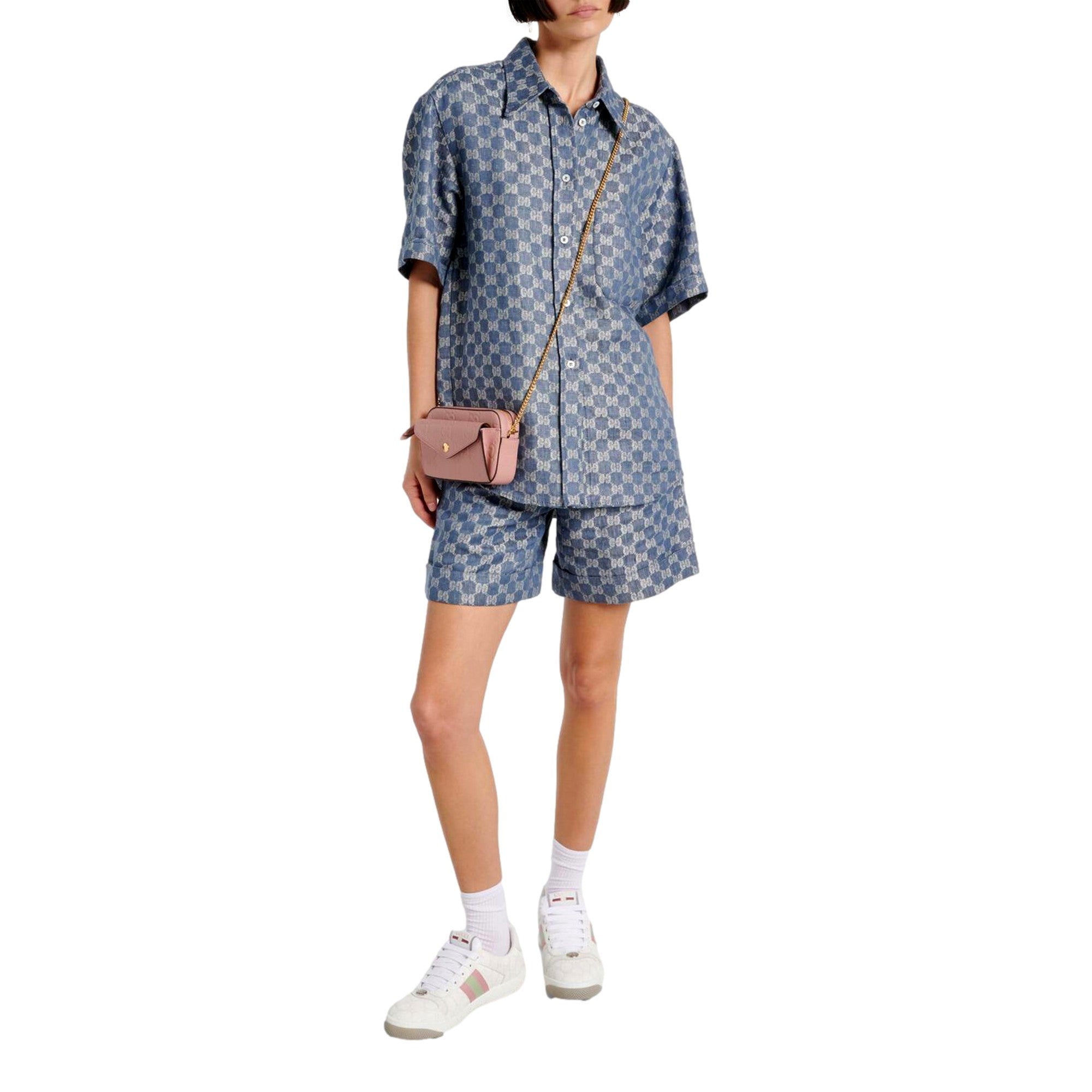 Gucci Gilbert Calfskin Mini Envelope Pink Crossbody Bag available at Queen Bee of Beverly Hills