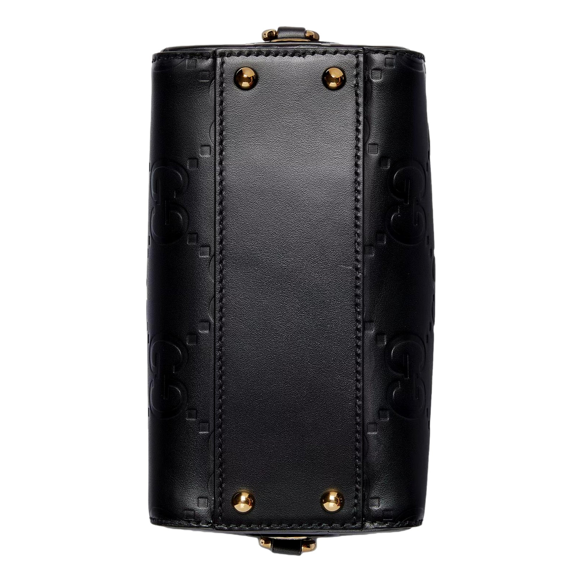 Gucci Gilbert GG Leather Super Mini Boston Bag Crossbody in Black sold at Queen Bee of Beverly Hills