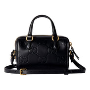 Gucci Gilbert GG Leather Super Mini Boston Bag Crossbody in Black sold at Queen Bee of Beverly Hills