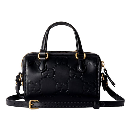 Gucci Gilbert GG Leather Super Mini Boston Bag Crossbody in Black sold at Queen Bee of Beverly Hills