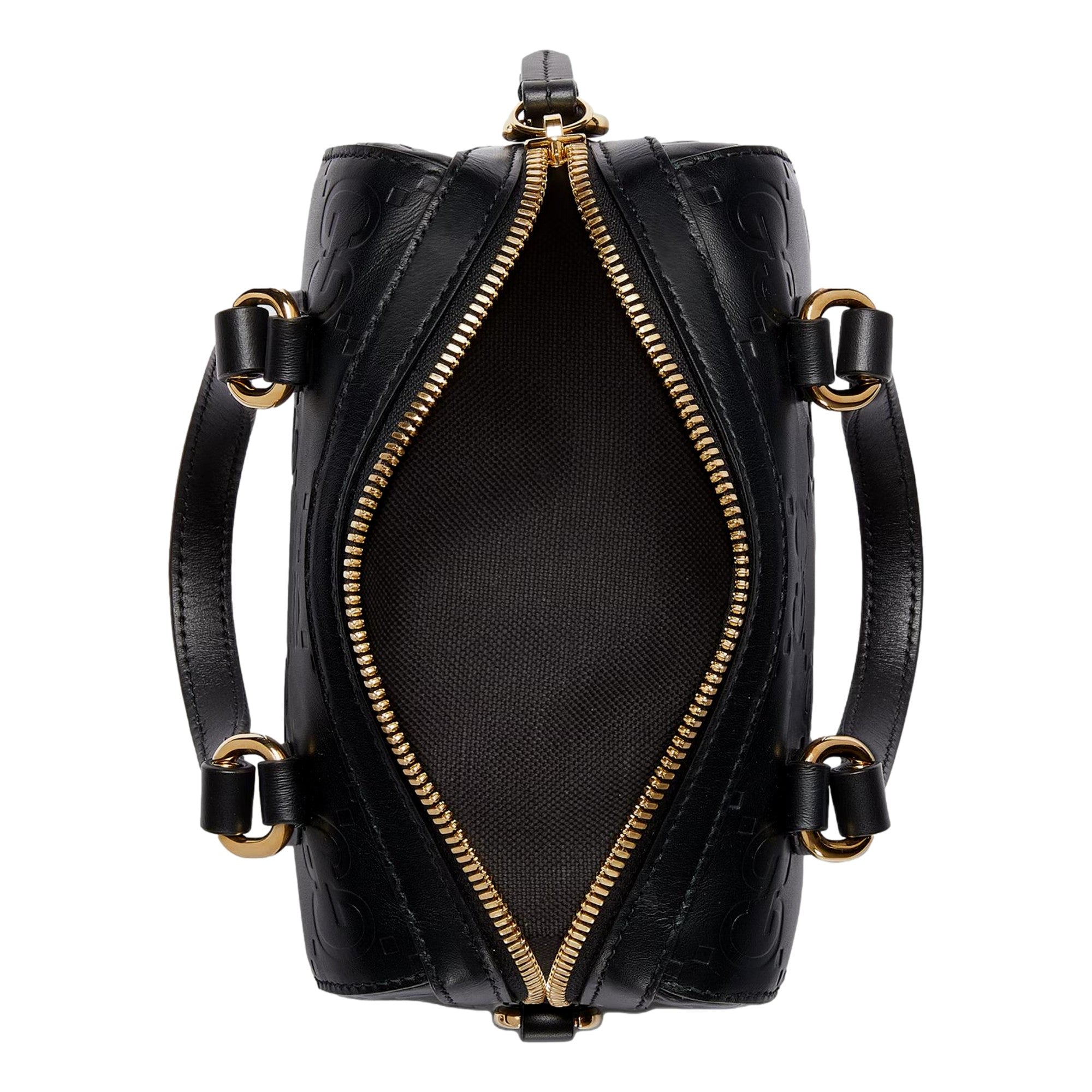 Gucci Gilbert GG Leather Super Mini Boston Bag Crossbody in Black sold at Queen Bee of Beverly Hills