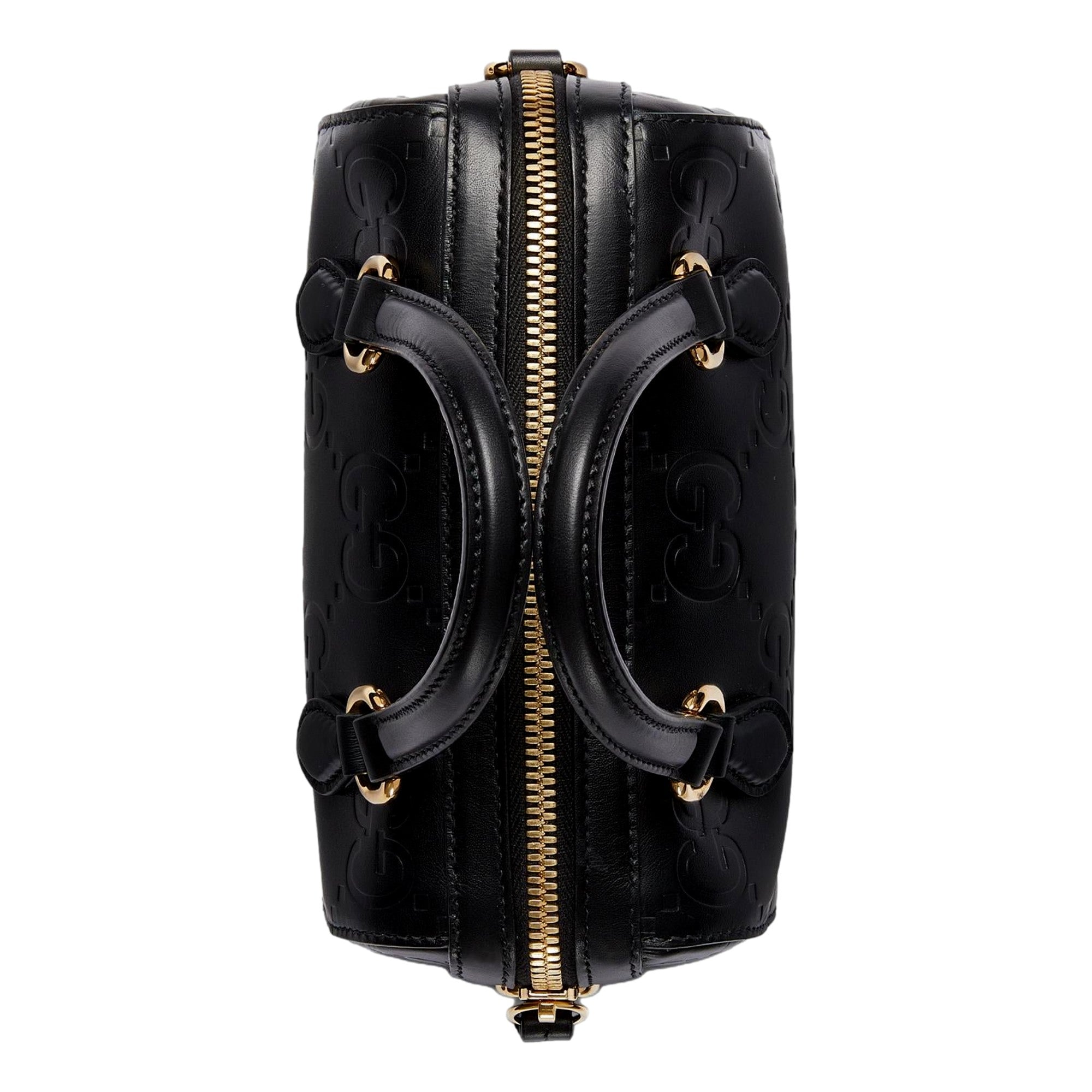 Gucci Gilbert GG Leather Super Mini Boston Bag Crossbody in Black sold at Queen Bee of Beverly Hills