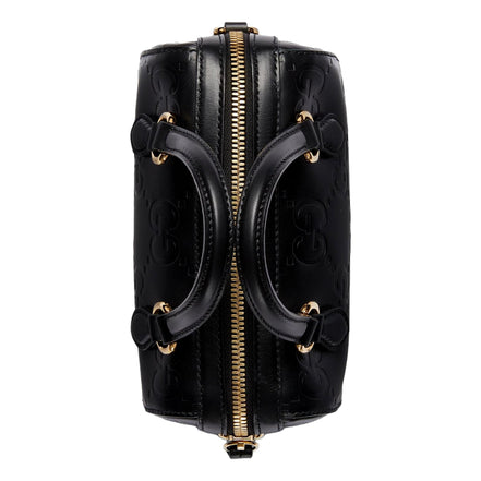 Gucci Gilbert GG Leather Super Mini Boston Bag Crossbody in Black sold at Queen Bee of Beverly Hills