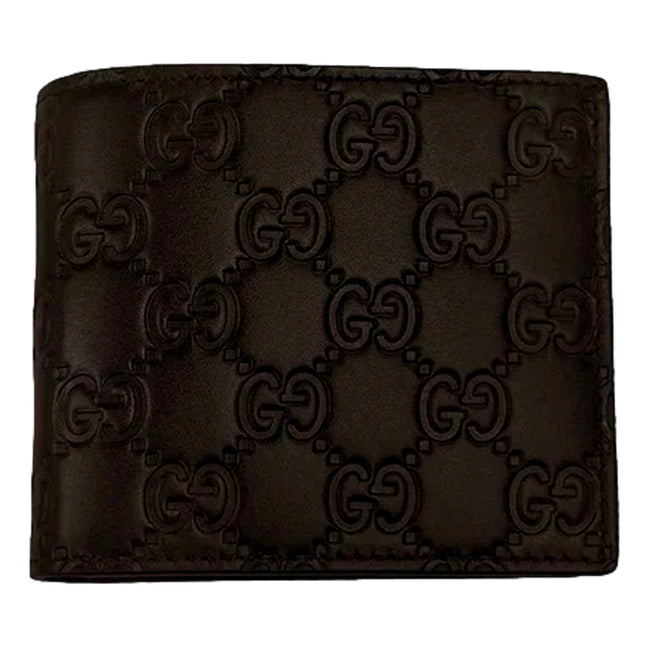 Gucci Guccissima Dark Brown Embossed Leather Bifold Wallet