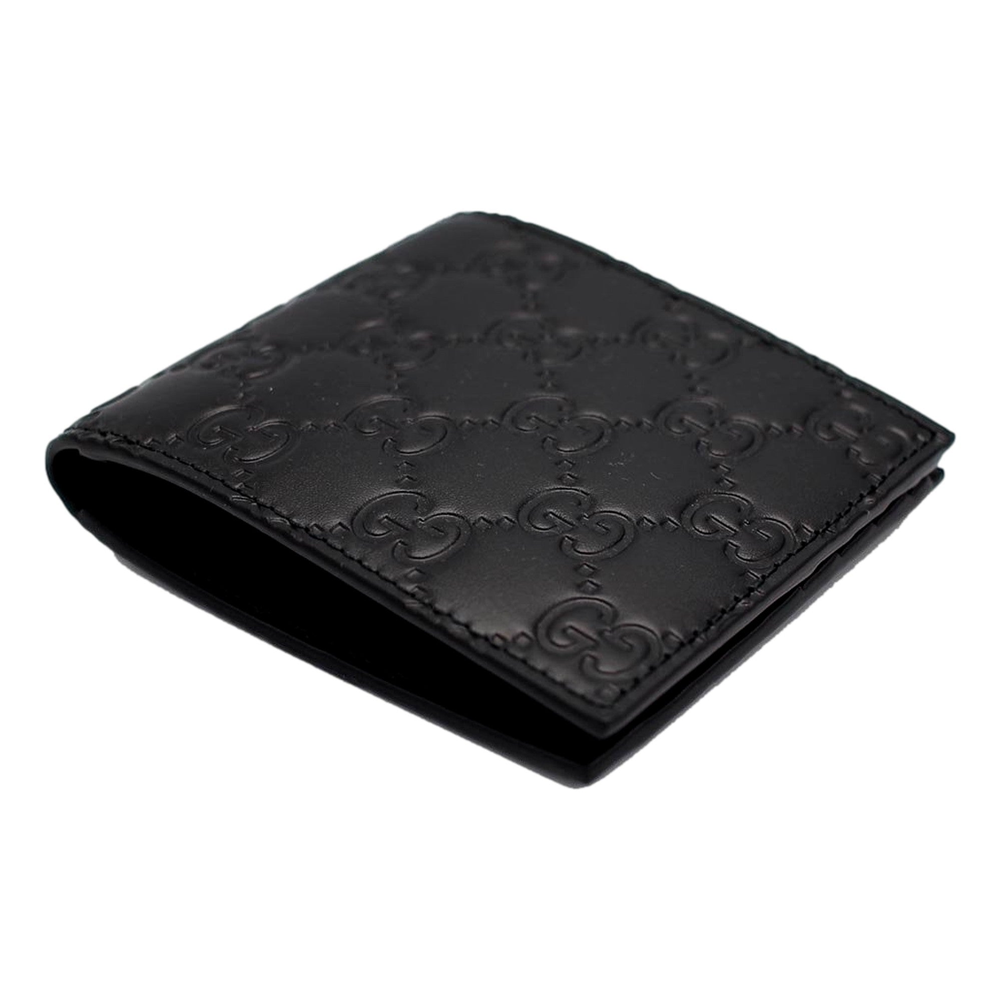 Gucci Guccissima Black Embossed Leather Bifold Wallet available at Queen Bee of Beverly Hills