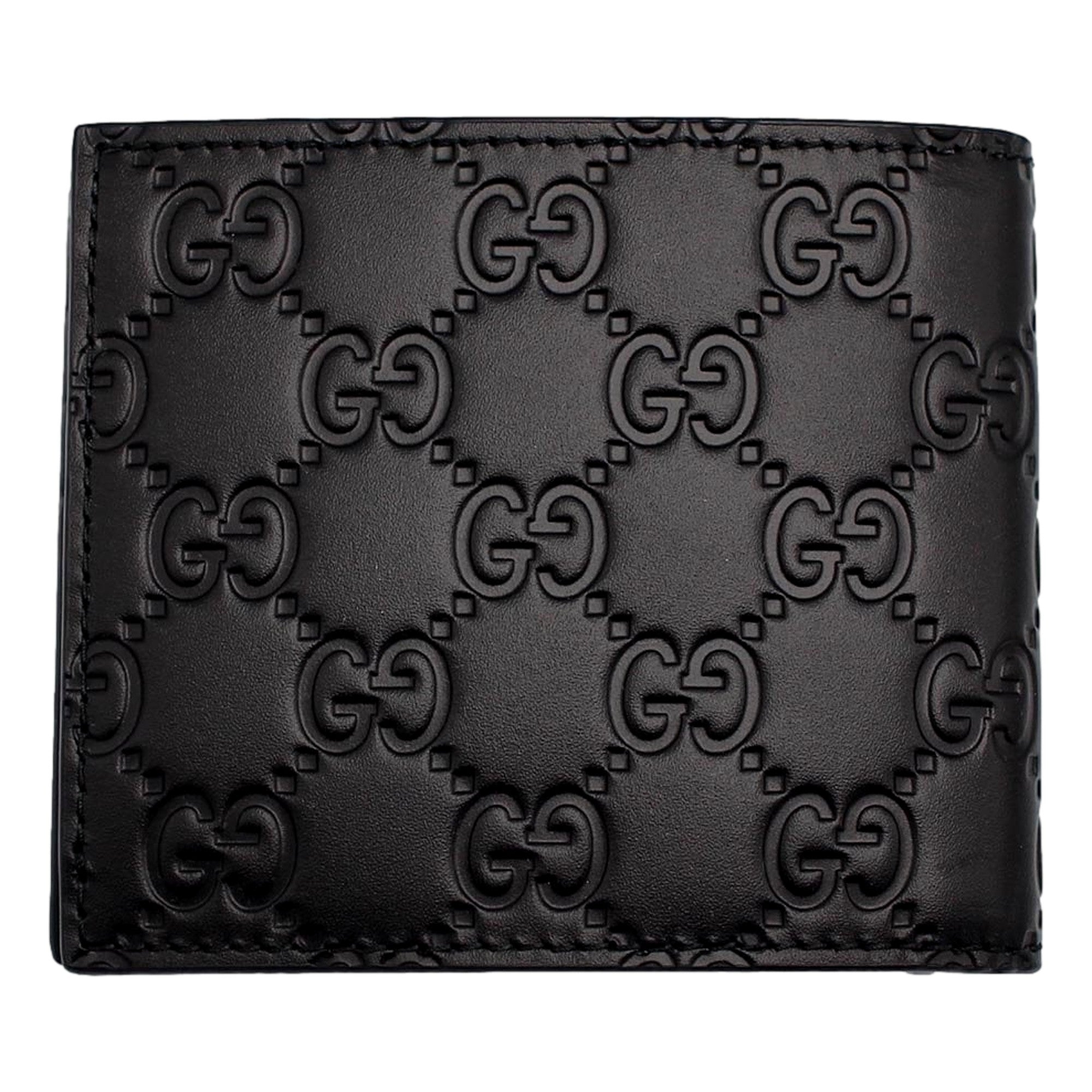 Gucci Guccissima Black Embossed Leather Bifold Wallet available at Queen Bee of Beverly Hills