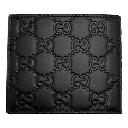 Gucci Guccissima Black Embossed Leather Bifold Wallet available at Queen Bee of Beverly Hills