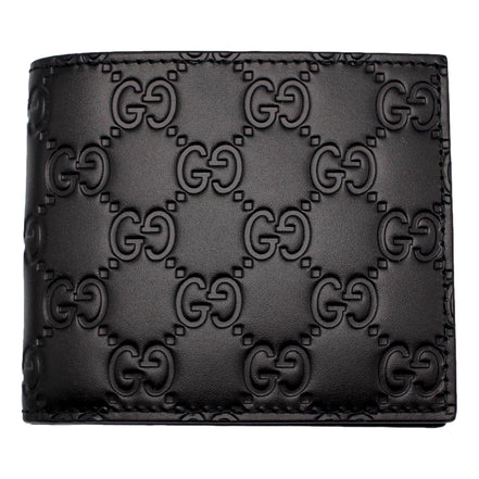 Gucci Guccissima Black Embossed Leather Bifold Wallet available at Queen Bee of Beverly Hills