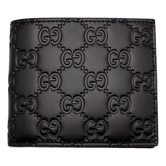 Gucci Guccissima Black Embossed Leather Bifold Wallet available at Queen Bee of Beverly Hills