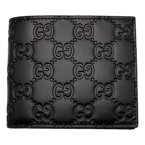 Gucci Guccissima Black Embossed Leather Bifold Wallet available at Queen Bee of Beverly Hills