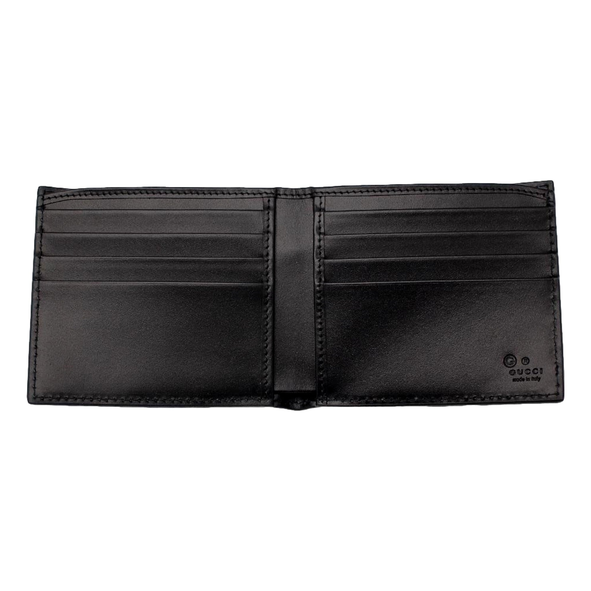 Gucci Guccissima Black Embossed Leather Bifold Wallet available at Queen Bee of Beverly Hills