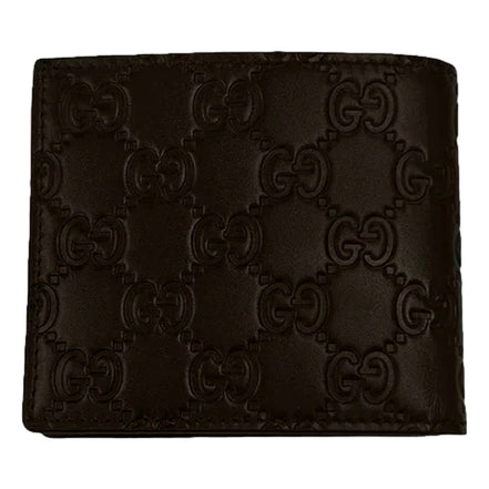 Gucci Guccissima Dark Brown Embossed Leather Bifold Wallet available at Queen Bee of Beverly Hills