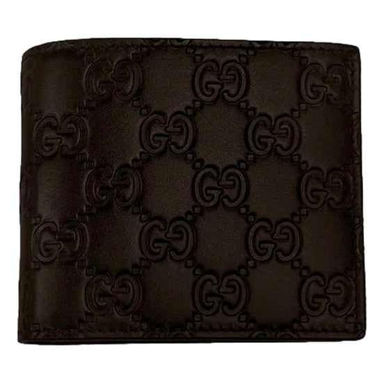 Gucci Guccissima Dark Brown Embossed Leather Bifold Wallet available at Queen Bee of Beverly Hills