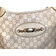 Gucci Guccissima Punch Hobo Handbag Logo White Leather Pre-Owned available at Queen Bee of Beverly Hills