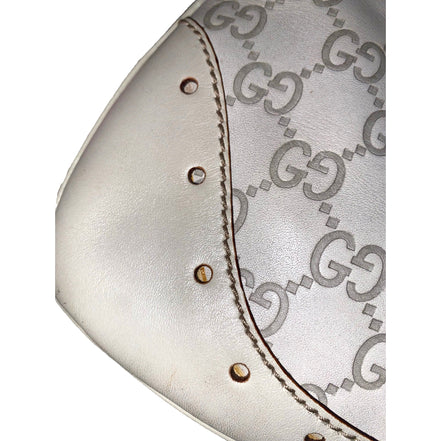 Gucci Guccissima Punch Hobo Handbag Logo White Leather Pre-Owned available at Queen Bee of Beverly Hills