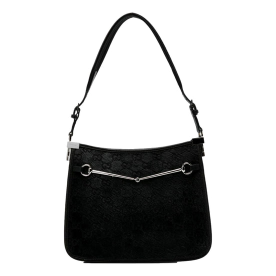 Gucci horsbit black fur slim shoulder bag - available at Queen Bee of Beverly Hills 