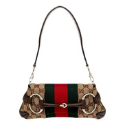 Gucci Horsebit Supreme Canvas Web Stripe Small Chain Shoulder Bag available at Queen Bee of Beverly Hills