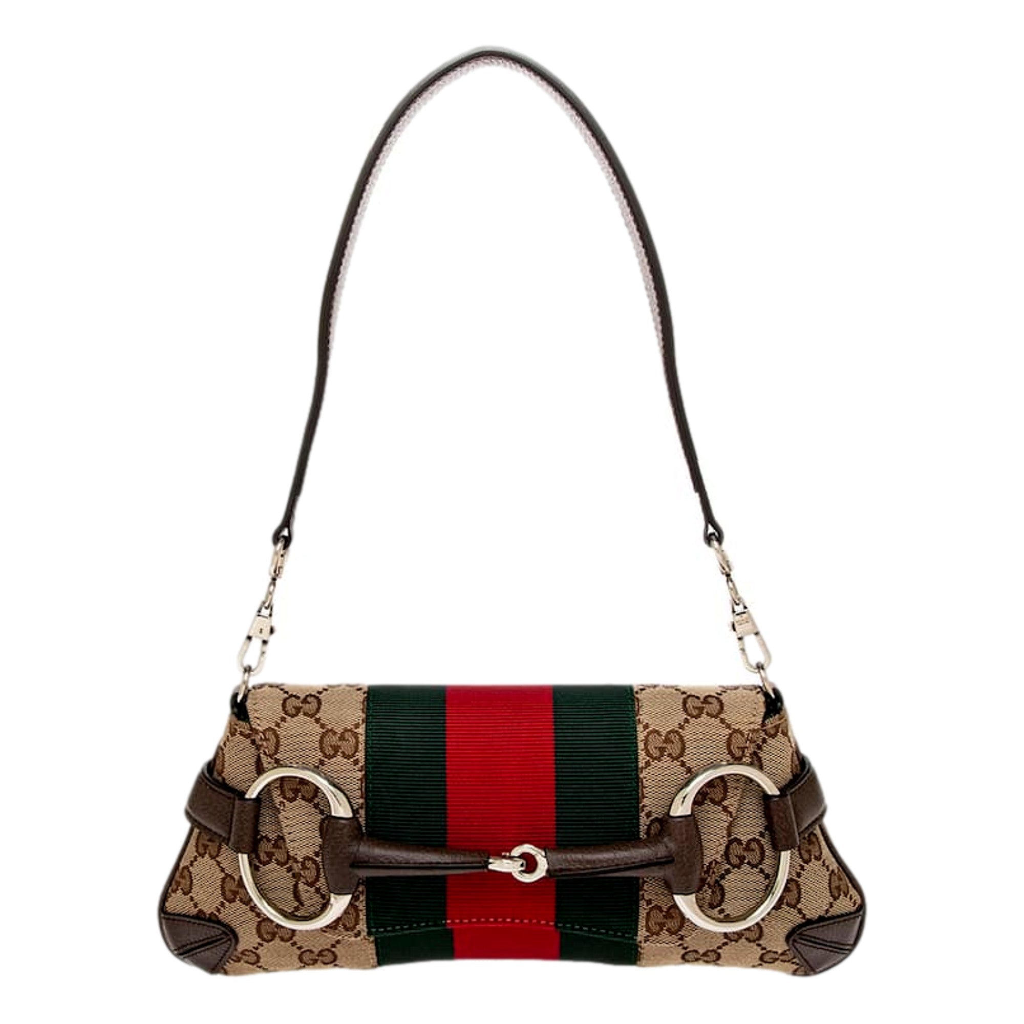 Gucci Horsebit Supreme Canvas Web Stripe Small Chain Shoulder Bag available at Queen Bee of Beverly Hills