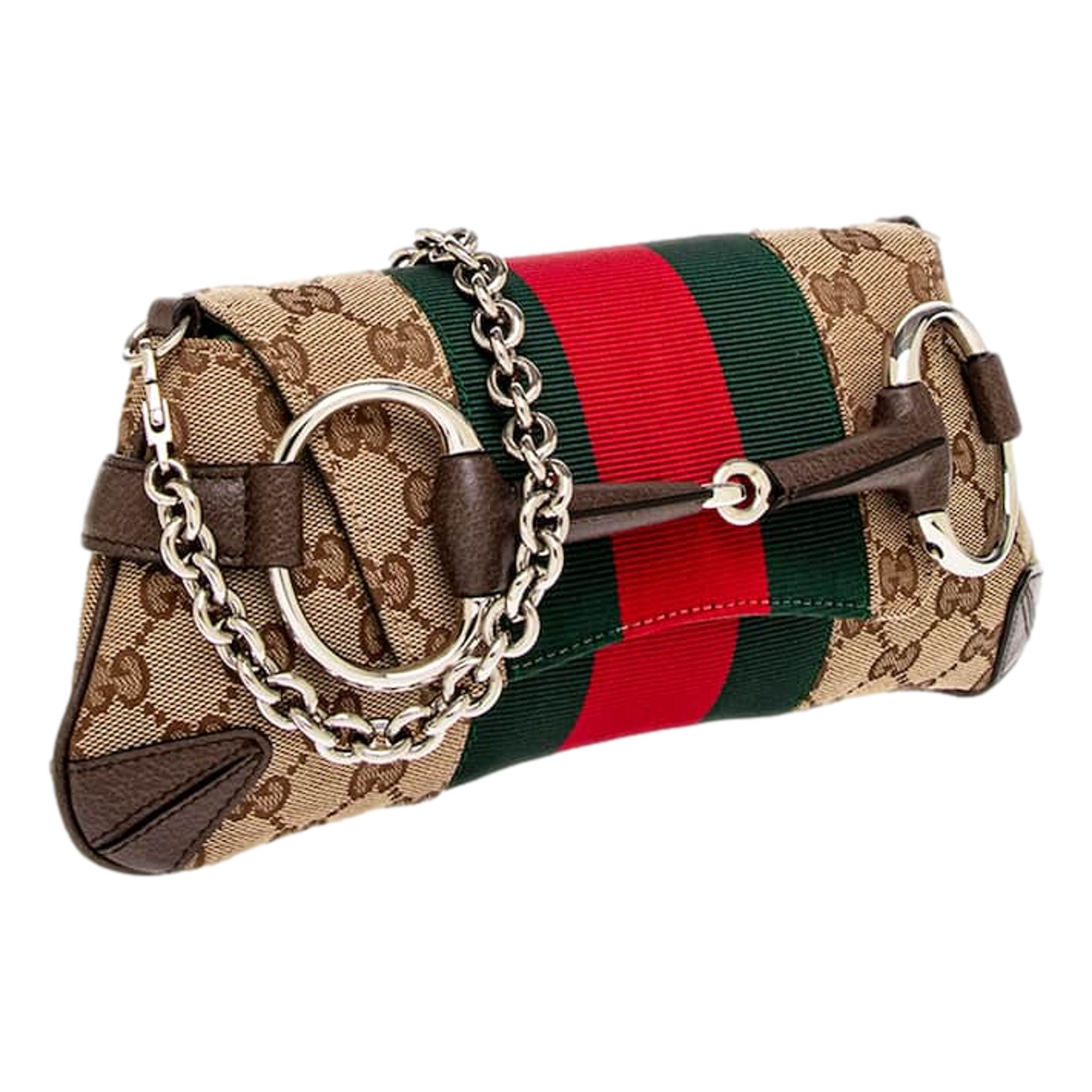 Gucci Horsebit Supreme Canvas Web Stripe Small Chain Shoulder Bag available at Queen Bee of Beverly Hills