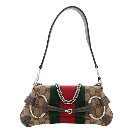 Gucci Horsebit Supreme Canvas Web Stripe Small Chain Shoulder Bag available at Queen Bee of Beverly Hills