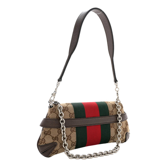 Gucci Horsebit Supreme Canvas Web Stripe Small Chain Shoulder Bag available at Queen Bee of Beverly Hills
